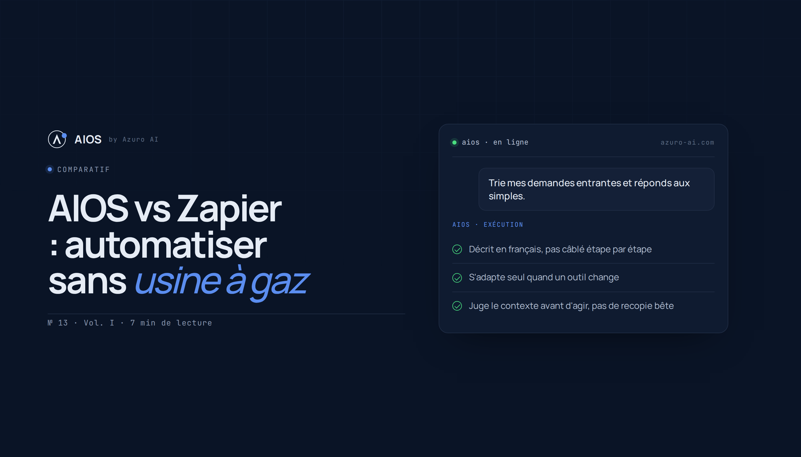 AIOS vs Zapier et Make : automatiser sans usine à gaz