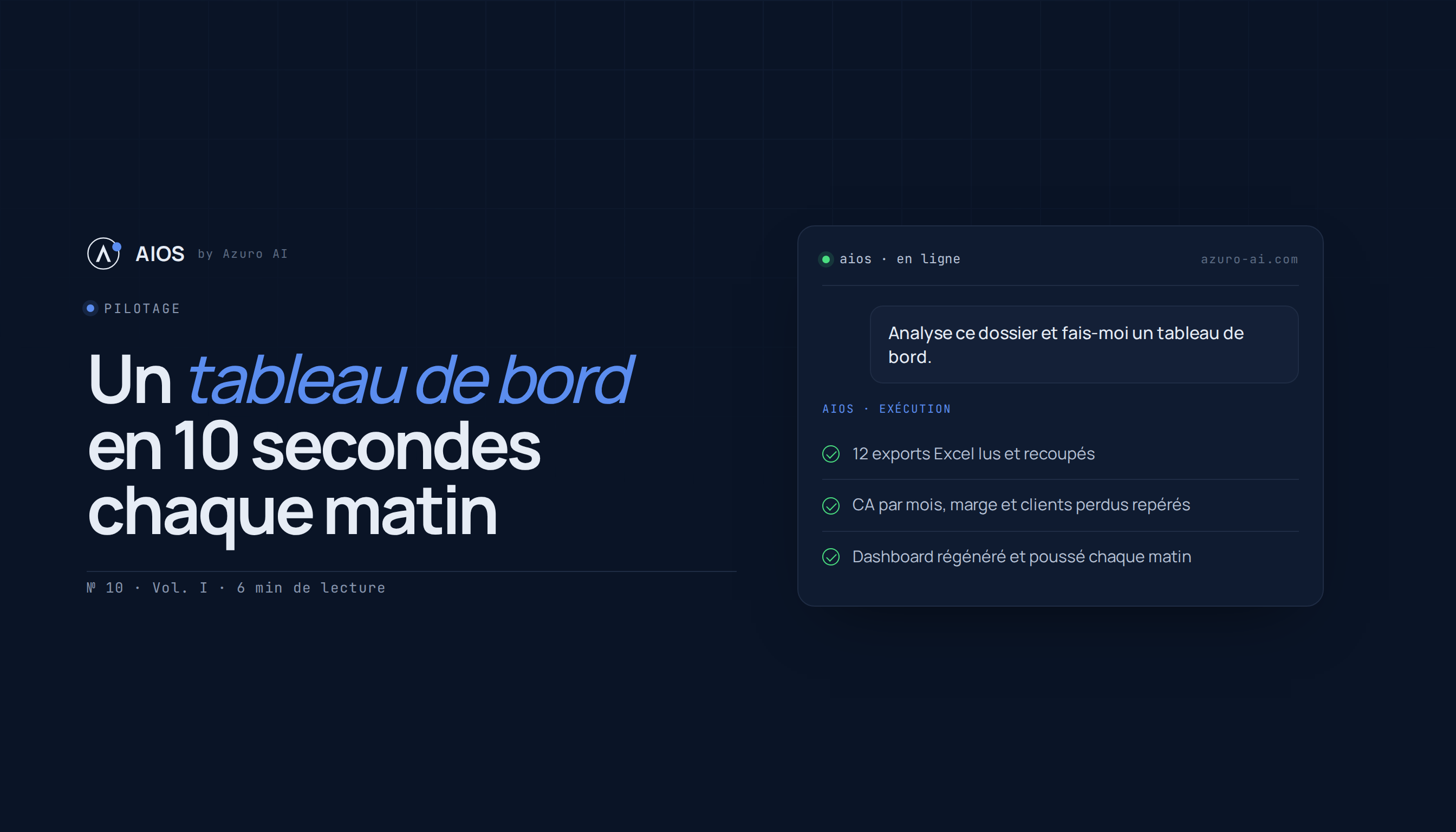 Un dashboard de pilotage en 10 secondes chaque matin
